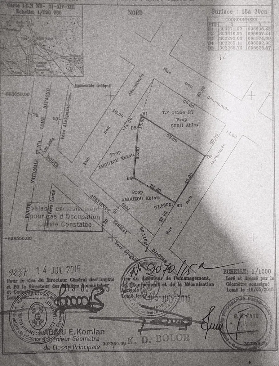 Terrain 3 lots en vente à Adetikopé Djagblé – 22 millions FCFA le lot