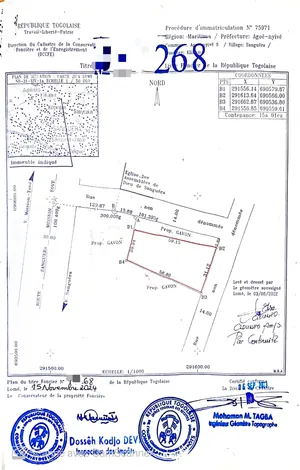 Vente d'un terrain à Sanguéra Klikamé, 2 lots et demi, 1501 m², titre foncier personnel – 55 millions FCFA — photo 1
