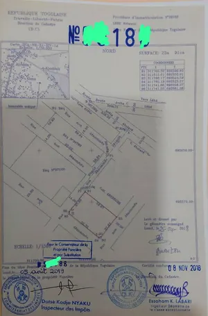 Terrain 2391 m² en vente à Djagblé – prix à partir de 25 millions FCFA le lot