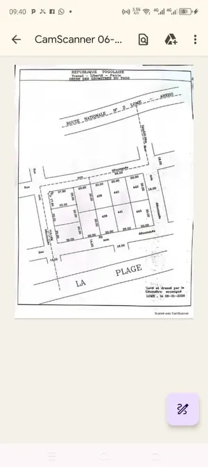Terrain 8 lots en vente à Nimagna, côté plage sur la voie Lomé-Aného – 15 millions FCFA le lot
