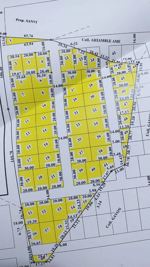 Terrain 50 lots en vente à Mission Tové – 4,5 millions FCFA le lot