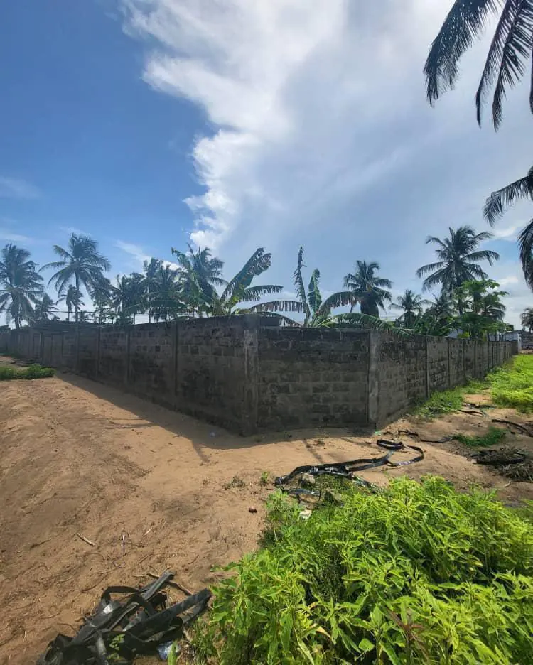 Terrain 2400 m² en vente à Kpogan Agodeke, angle de rue, côté plage – 25 millions FCFA le lot