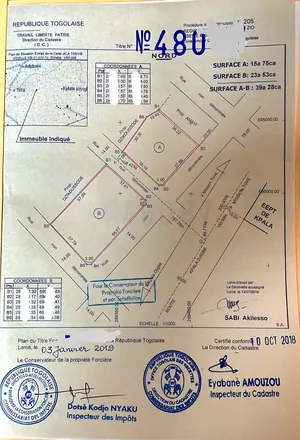 Terrain 6,5 lots en vente en angle de rue à Kpala Djigbé – 12 millions FCFA le lot