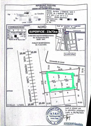 Terrain 4 lots en vente à Klikamé, angle de rue, accès goudron – 70 millions FCFA le lot