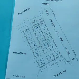Vente de terrain après Tovégan, 6 lots en bloc, bord du goudron RN5 Lomé–Kpalimé – 3,5 millions FCFA le lot