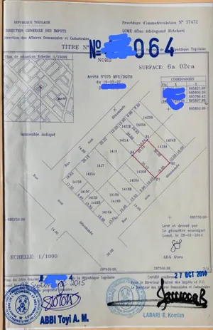 Terrain 1 lot clôturé en vente à Avedji Ametossimé – 58 millions FCFA