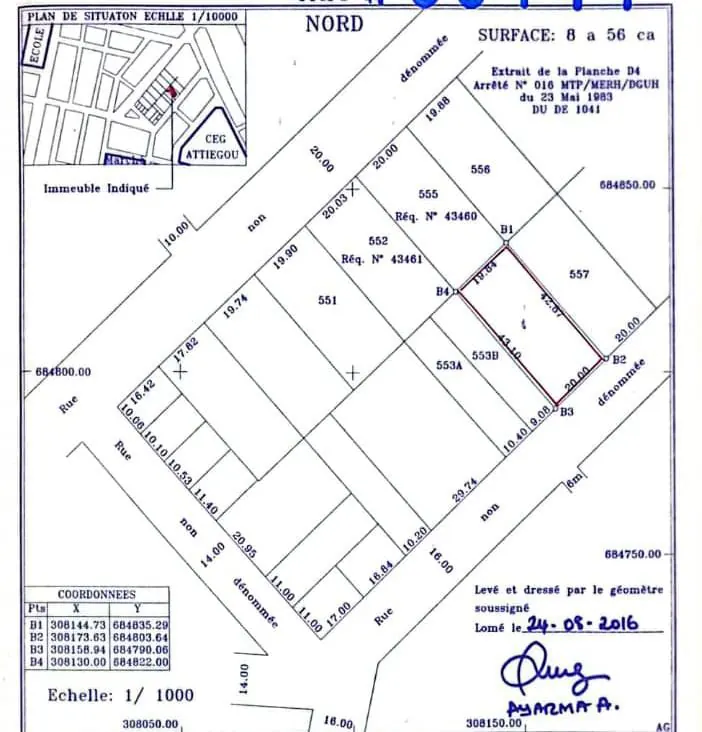 Terrain 856 m² en vente à Attiégou – à partir de 75 millions FCFA