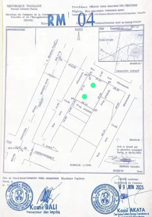 Terrain 2 lots en vente en angle de rue à Kpala – 25 millions FCFA