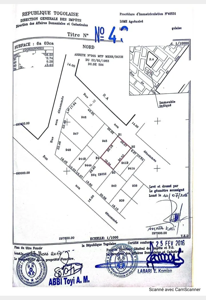 Terrain 603 m² en vente à Agoé Anonkui Clémence Divine – 33 millions FCFA