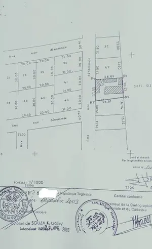 Terrain demi-lot en vente au bord du goudron à Tokoin Wuiti, Cité Renaissance – 65 millions FCFA