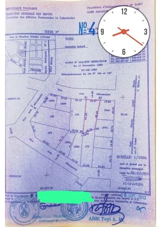 Vente d'un terrain à Cacavéli, 1 lot, derrière la Brasserie du Gouvernement – 60 millions FCFA