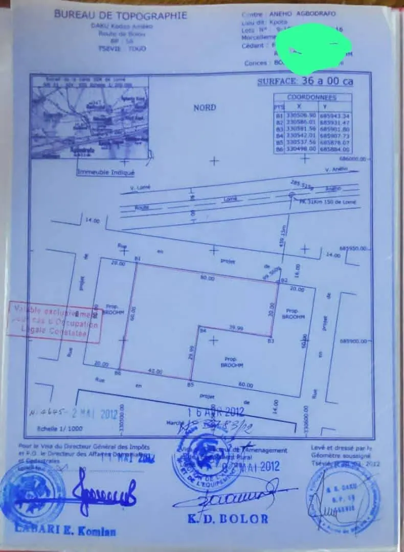 Terrain 4 lots de 2400 m² en vente à Agbodrafo côté plage – 17 millions FCFA le lot