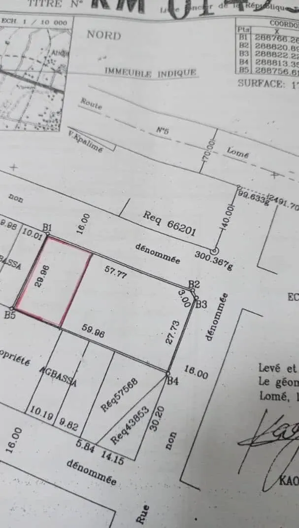 Terrain demi-lot 300 m² en vente à Zanguéra-Aképédo près du goudron Lomé-Kpalimé – 10 millions FCFA