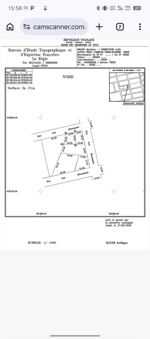 Terrain 217 m² à vendre à Nyékonakpoè – 37 millions FCFA — photo 1