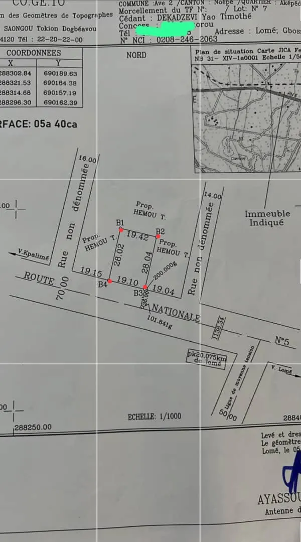 Terrain 1 lot en vente bord du goudron à Zanguera Aképédo – à partir de 25 millions FCFA
