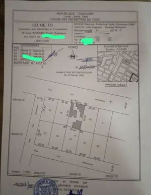 Terrain de 702 m² à vendre à Adidogomé Sagbado Wognomé – 70 millions FCFA