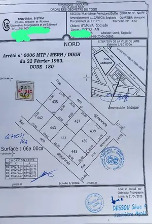 Terrain 600 m² en vente à Adidogomé Wonyomé – 50 millions FCFA