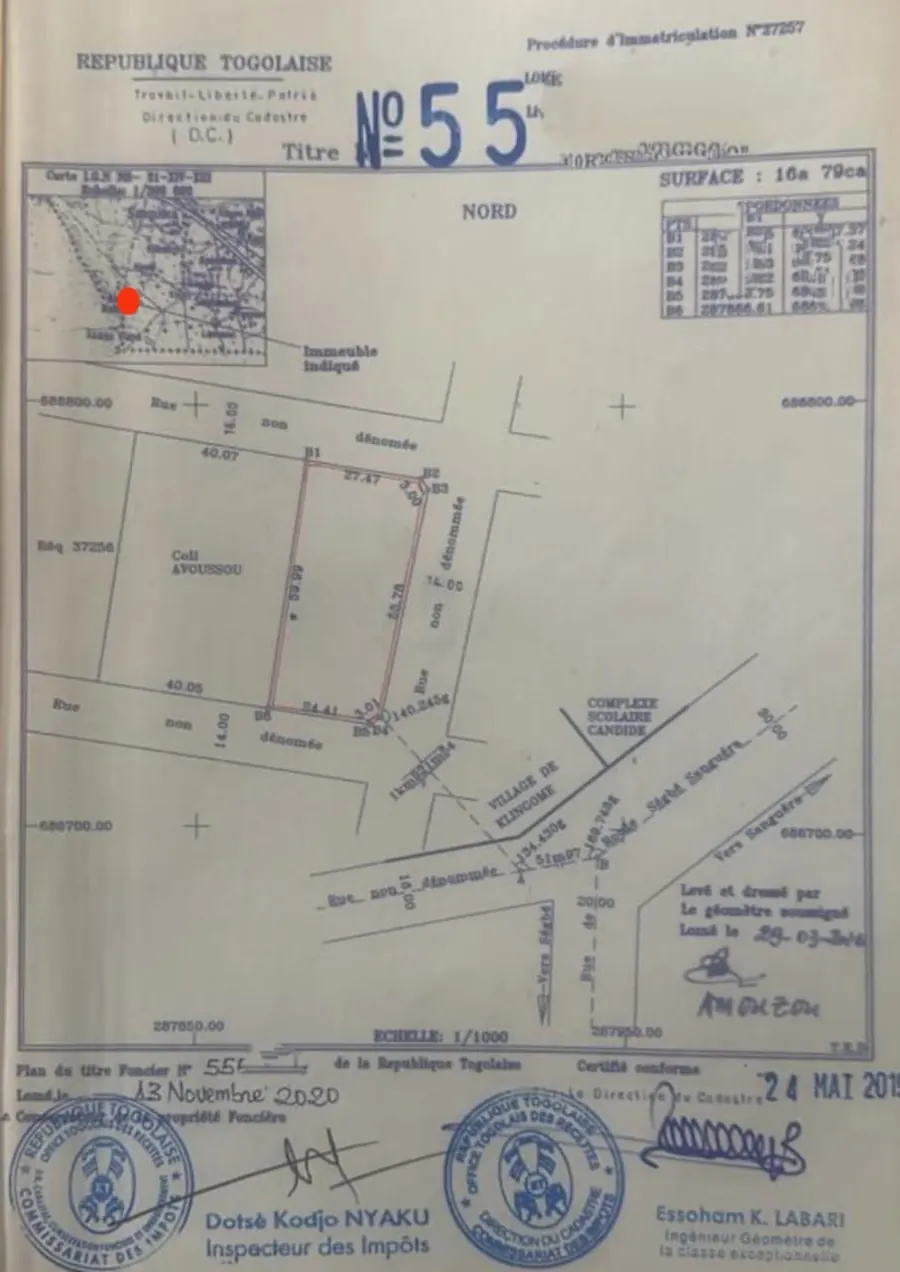 3 lots de terrain en vente en angle de rue à Ségbé Akato Avoèmè – 15 millions FCFA l'unité