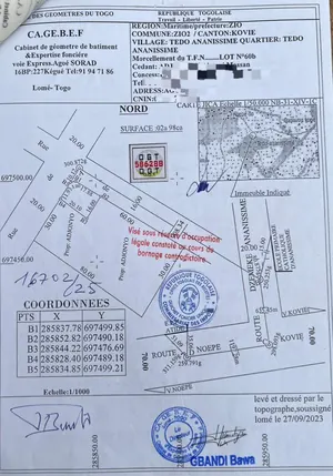 Terrain demi-lot de 298 m² en vente à Kovié Ananissimé – 2 500 000 FCFA