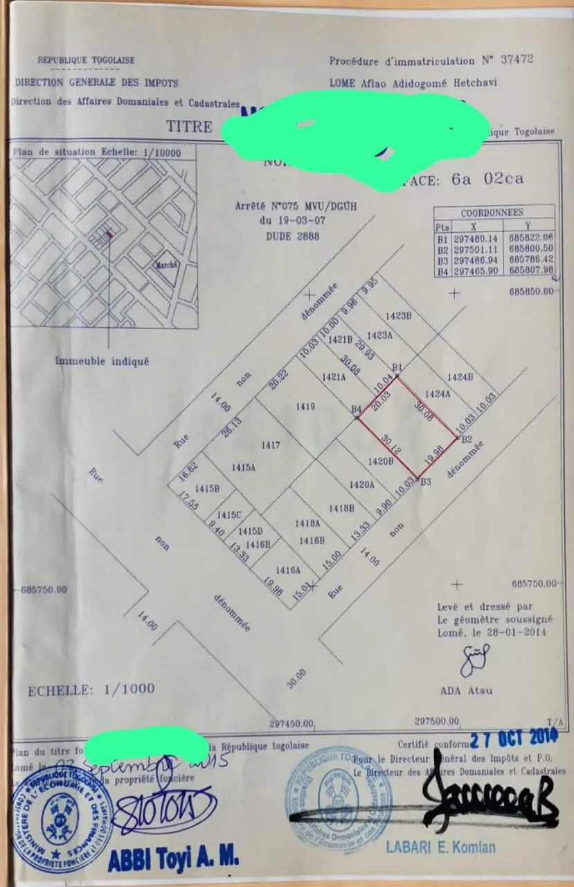 Terrain 1 lot en vente à Avedji Limousine – 55 millions FCFA