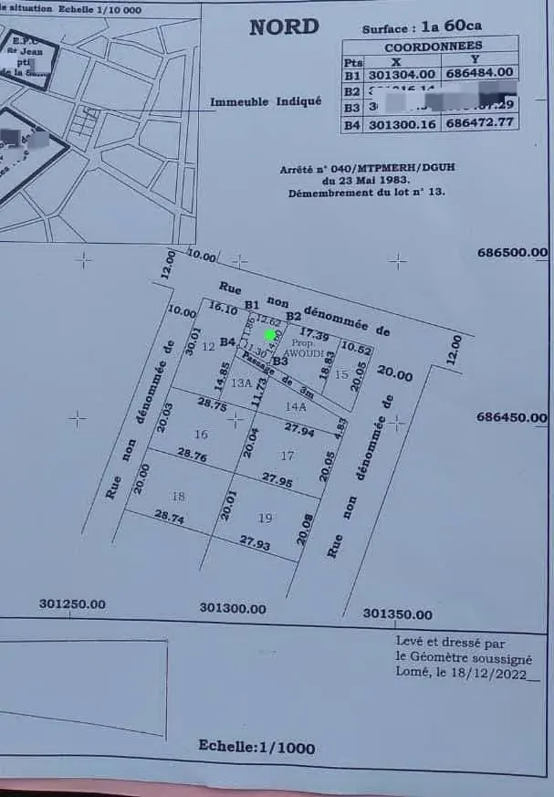 Vente d'un terrain à Cacaveli secteur TDE, clôturé – 13,5 millions FCFA