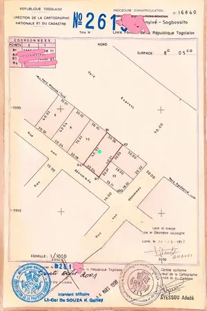 Vente d'un terrain à Kpala Kognito, demi-lot de 300 m², angle de rue – 7 millions FCFA