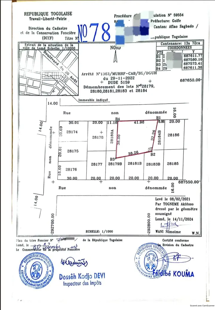 Terrain 1 lot clôturé en vente à Adidogomé Atillamonuou Rafiti – 50 millions FCFA