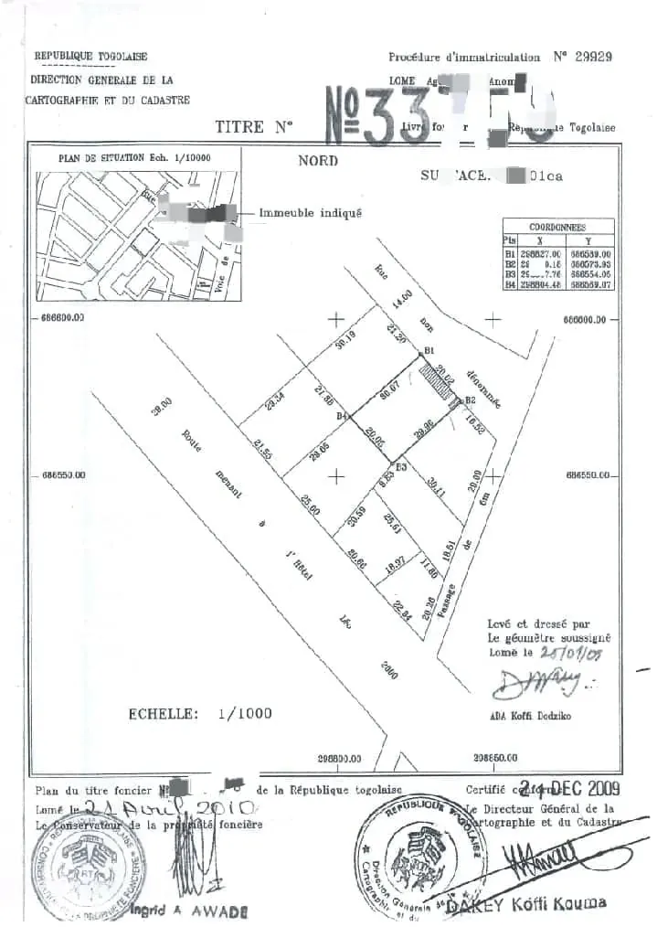 Terrain 1 lot de 600 m² en vente à Avédji – 75 millions FCFA
