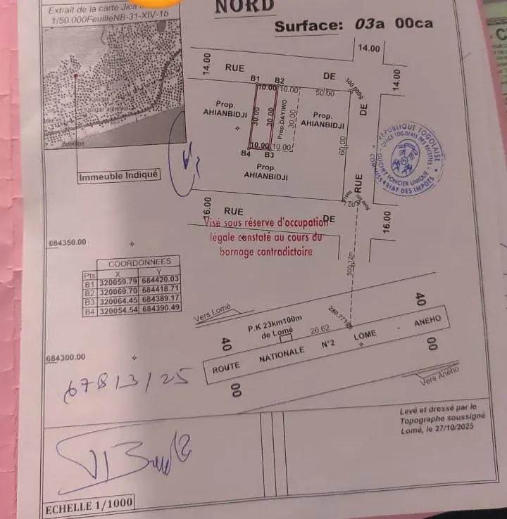 Terrain demi-lot à vendre à Kpogan Lambou – 15 millions FCFA