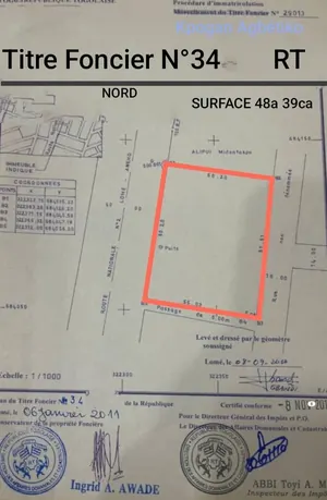 Terrain 600 m² en vente en bordure de goudron à Kpogan Agbétiko – 50 millions FCFA le lot