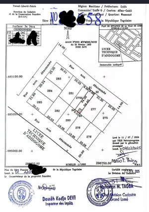Terrain 334 m² en vente à Adidogomé Mokpokpo – 20 millions FCFA