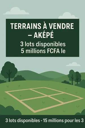Terrain 3 lots à vendre à Aképé, proche du goudron – à partir de 5 millions FCFA le lot