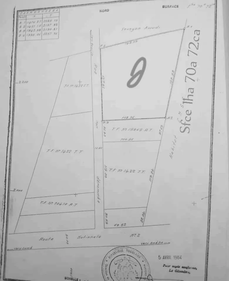 Terrain 29 lots en vente à Baguida Luxolin – 1 milliard 600 millions FCFA