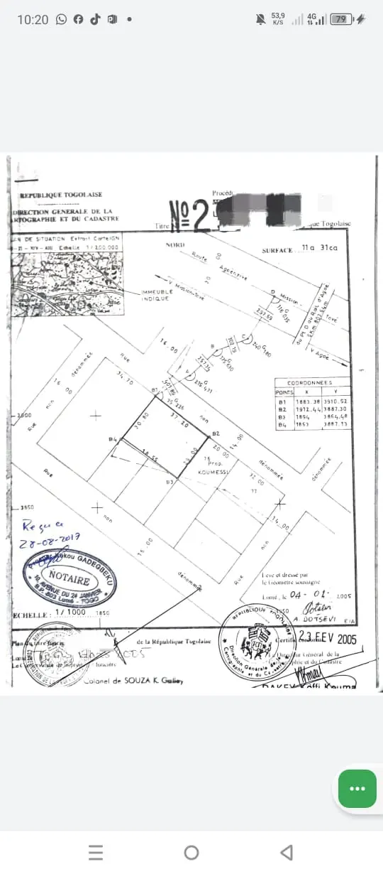 Vente de terrain à Agoè Kossigan, 2 lots collés – prix à partir de 40 millions FCFA le lot