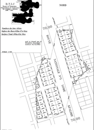 Terrain 5 hectares (50 lots) à vendre au bord du goudron route Lomé-Kpalimé à Noépé Jeunesse en Mission – 12 millions FCFA le lot