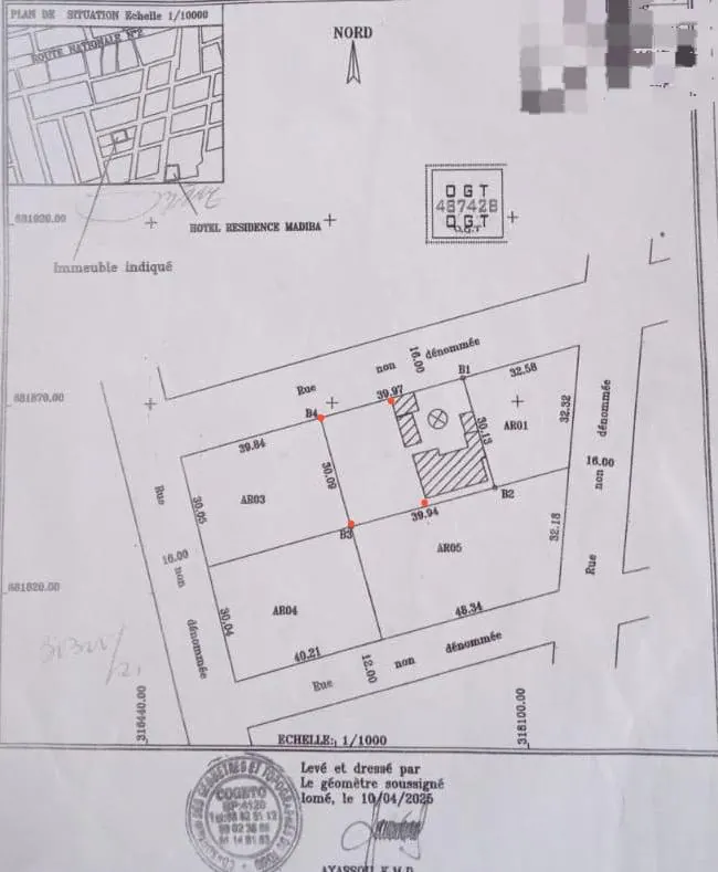 Terrain 1 lot de 600 m² en vente à Avepozo (VVN) – 40 millions FCFA