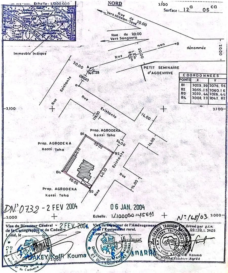 Terrain 1 lot à vendre à Agoè 2 Lions derrière l'Université ESA – 45 000 000 FCFA