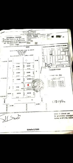 Terrain en vente en bordure de goudron à Sagbado – 45 millions FCFA