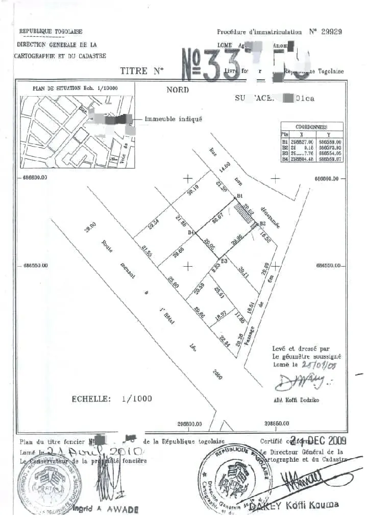 Terrain 1 lot de 600 m² à vendre à Agoè Anome, proche du goudron – 75 millions FCFA