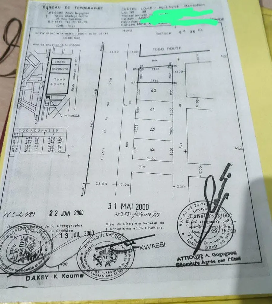 Terrain 1 lot de 635 m² en vente en bordure de route à Agbalepedo Sotopla, Lomé – 55 millions FCFA