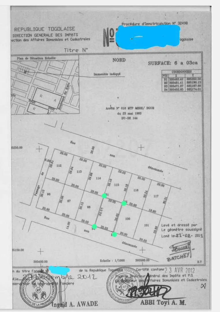 Terrain 1 lot à vendre à Kégué Fédération – 63 millions FCFA