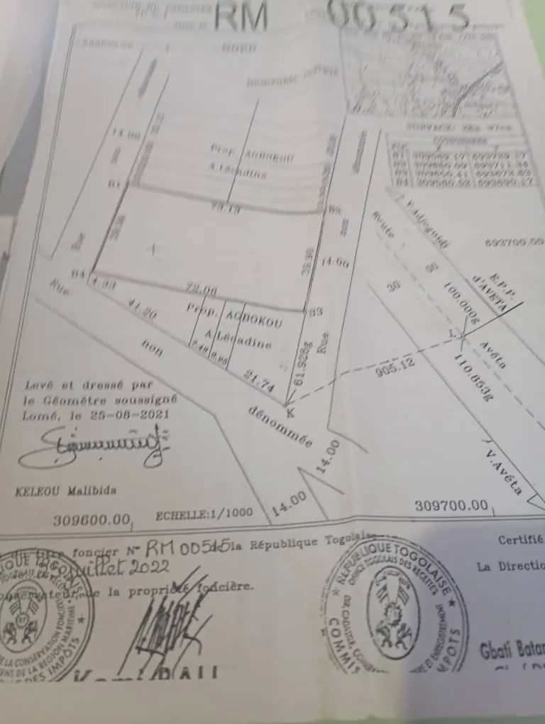 Terrain demi-lot en vente à Djagblé Cité A – 8 millions FCFA