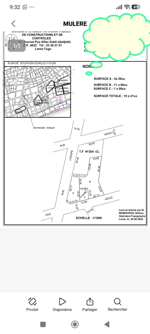 Terrain en angle de rue à vendre à Assigamé, Grand Marché de Lomé – 1 milliard FCFA