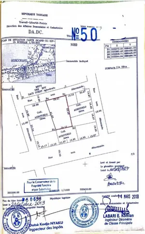 Terrain de 1109 m² en vente à Agbodrafo – prix à partir de 13 millions FCFA le lot