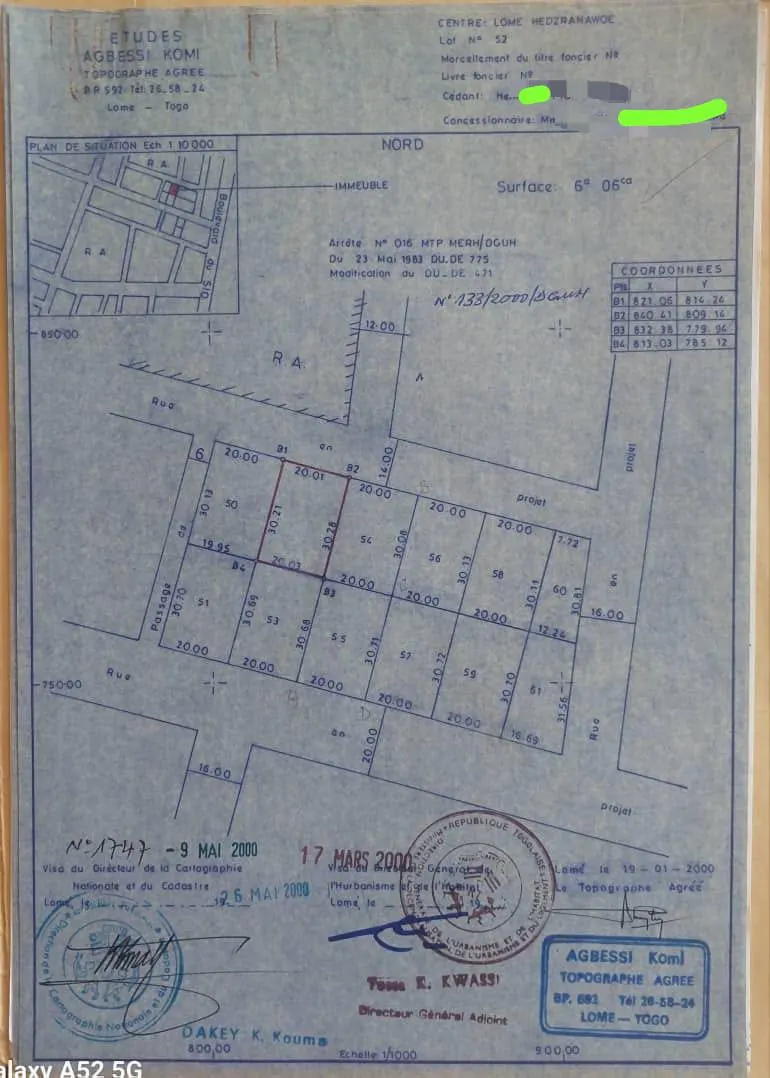 Terrain 1 lot de 600 m² en vente à Hedzranawoe Sokpanou – 47 millions FCFA