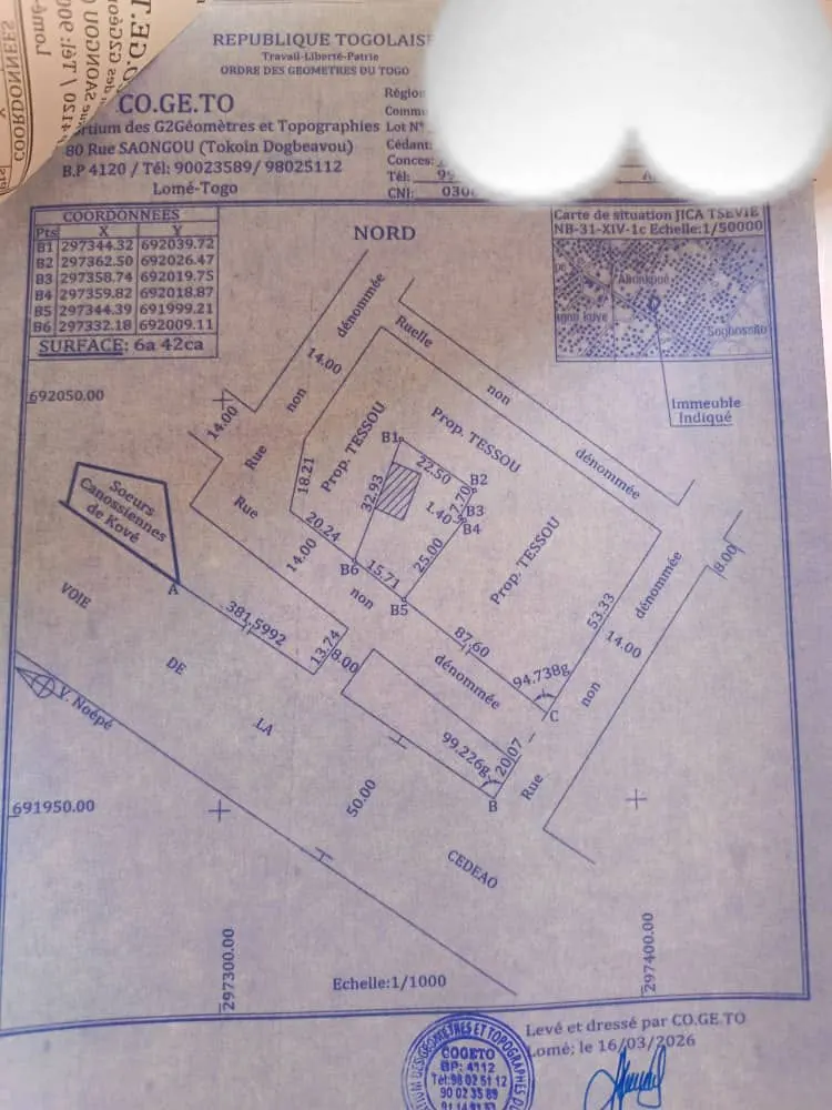 Terrain 1 lot en vente à Agoè Sogbossito – 35 millions FCFA