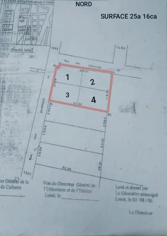 Terrain 2550 m² en vente en angle de rue à Agoè Kitidjan – 65 millions FCFA