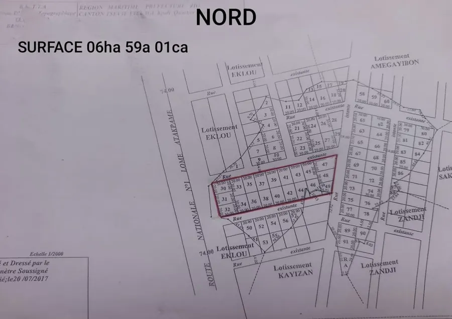 Terrain 20 lots à vendre en bordure de goudron RN1 à Tsévié Kpali Gové – 10 millions FCFA l'unité