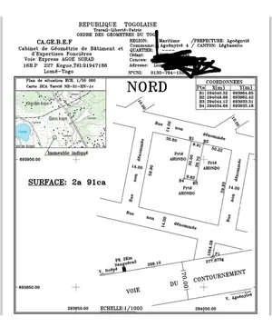 Terrain demi-lot 300 m² en vente à Legbassito – 12 millions FCFA