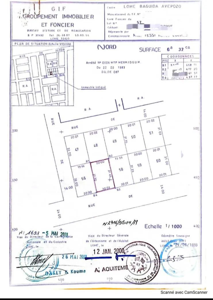 Terrain 1 lot 600 m² avec 3 pièces à raser en vente à Avepozo La Craie – 40 millions FCFA